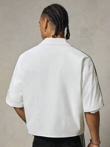 FRESIVO Men's Summer Casual Contrast Color Striped Shirt - White - View 3