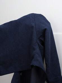 SHEIN EZwear Women's Plus Size Navy Blue Casual Everyday Single-Breasted Jacket Fall - Navy Blue - View 7
