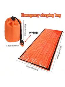 3Pcs Emergency Sleeping Bag Set With Whistle & Storage Bag. Polyester Thermal Blanket, Lightweight & Portable. Ideal For Camping, Hiking, Backpacking And Disaster Situations Like Earthquakes, Hurricanes To Keep Warm. - Orange Emergency Sleeping Bag - View 5