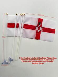 5/15Set UK England Scotland Wales Northern Ireland Colorful Hand Held Flags With 5 Poles 2 Cross Hole Transparent PVC Suction Cups Polyester Fabric For Party Festival Celebration World Cup Euro Outdoor Decoration - A - View 14