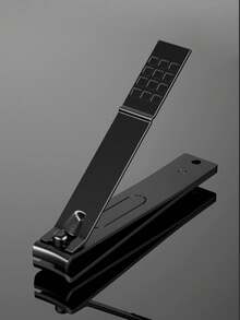 Black Large Straight Edge Nail Clipper, Stainless Steel Sharp Fingernail Cutter With Anti-Slip Handle, Portable Manicure Tool For Men & Women - Black - View 7
