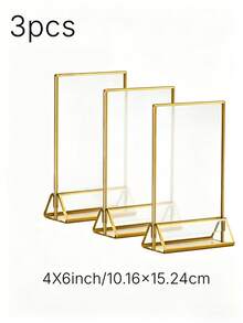 6-Piece Acrylic Display Stand, 5x7 Inches, Double-Sided Gold Frame, Gold Upright Table Number Holder, For Wedding, Office, Restaurant, And Party Table Sign And Menu Display - T-gold - View 17