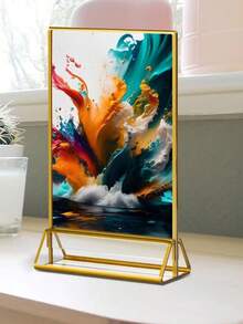 6-Piece Acrylic Display Stand, 5x7 Inches, Double-Sided Gold Frame, Gold Upright Table Number Holder, For Wedding, Office, Restaurant, And Party Table Sign And Menu Display - T-gold - View 2
