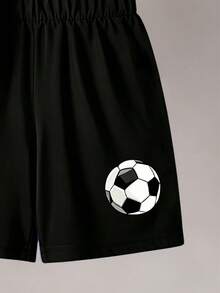 Young Boys 2-Piece Set Sports Fashion Cool Soccer Splatter Color Block Design Printed Short Sleeve T-Shirt And Soccer Printed Shorts Set Suitable For Outings In Summer - Multicolor - View 4