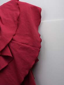 SHEIN EZwear 酒紅色針織高彈力百褶裙 - 酒紅色 - 查看 9