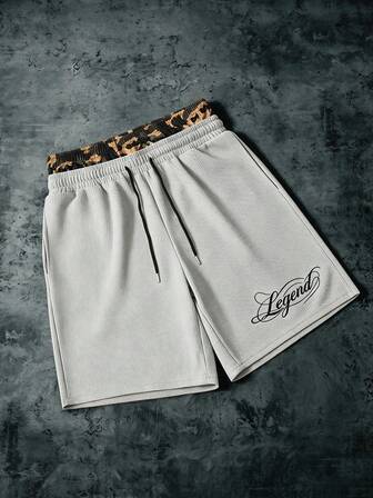Street Life Pantaloncini larghi da uomo con vita a doppio strato e motivo mimetico