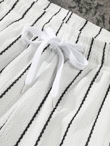Manfinity Swimmode Men's Casual Sports Striped Shorts - White - View 4