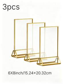 6-Piece Acrylic Display Stand, 5x7 Inches, Double-Sided Gold Frame, Gold Upright Table Number Holder, For Wedding, Office, Restaurant, And Party Table Sign And Menu Display - T-gold - View 16