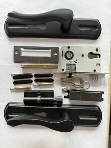 Adjustable Wooden Door Lock, Universal Home Bedroom Door Handle,No Power Required, Home Decor Modern Door Handle Lock Set, Fashionable Indoor Door Handle With Key, Universal Single Door Anti-Theft Safety Lock - Multicolor - View 10