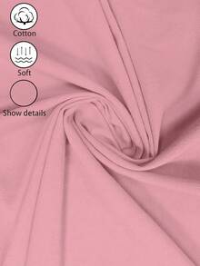 SHEIN Holidaya 女款夏季新款棉麻休閒抽繩捲邊短褲，採用棉麻紋理面料，搭配彈性腰抽繩設計與捲邊細節，呈現隨興且時尚的造型，適合日常出遊、度假或輕便休閒場合，是休閒抽繩短褲類別中的百搭單品，卡其色優質褲款，寬鬆顯瘦長褲 - 粉色 - 查看 8