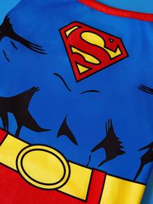 SUPERMAN X SHEIN 1 Buah Rompi Hewan Peliharaan Bermotif Kartun, Pakaian Kucing, Pakaian Anjing, Ukuran XXS-XXXXL, Ekstra Kecil, Ekstra Besar, Abs, Keren. - Merah + biru safir - View 3