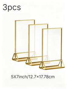 6-Piece Acrylic Display Stand, 5x7 Inches, Double-Sided Gold Frame, Gold Upright Table Number Holder, For Wedding, Office, Restaurant, And Party Table Sign And Menu Display - T-gold - View 14