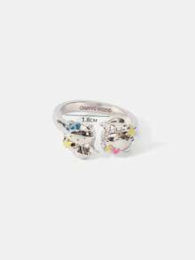HELLO KITTY AND FRIENDS | SHEIN A New Creative Cartoon Cute Cat Ring, IP Joint Design, Cute Personalized, Simple And Generous, Suitable For All Kinds Of Parties, Concerts, Festivals, Exquisite Gifts - Platinum - View 5