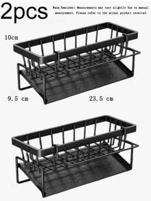 No-Drill Gray Sink Storage Rack | Rustproof Space-Saving Kitchen Organizer With Hooks, For Dishes, Soap & Cleaning Brushes, Easy Install & Clean, High Load-Bearing, Scandinavian Style - Multicolor - View 10