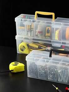 7pcs(6 Small Boxes+1Large Box) Tool And Parts Storage Boxes, Multi-Compartment Portable Transparent Tool Storage Box, Household Screw, Wrench, And Hardware Accessory Categorization Storage Box, Toy Organizer Box, Divider Organization And Sorting Box. - multicolor - View 3