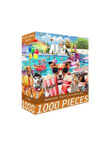 New-1000片裝拼圖玩具，尺寸70cm*50cm，油畫風景與卡通圖案，成人舒壓，裝飾藝術品，適合萬聖節、聖誕節、生日禮物 - 彩色 - 查看 19