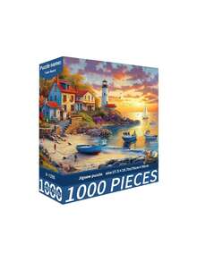 New-1000片裝拼圖玩具，尺寸70cm*50cm，油畫風景與卡通圖案，成人舒壓，裝飾藝術品，適合萬聖節、聖誕節、生日禮物 - 彩色 - 查看 15