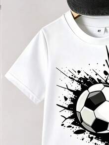 Young Boys 2-Piece Set Sports Fashion Cool Soccer Splatter Color Block Design Printed Short Sleeve T-Shirt And Soccer Printed Shorts Set Suitable For Outings In Summer - Multicolor - View 6