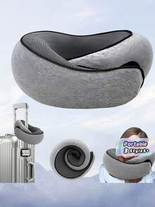 1 pieza Almohada de cuello para viaje 360 grados Almohada de cuello para viaje en avión Almohada de espuma con memoria para avión Suave portátil plegable para dormir en avión coche tren oficina hogar Apoyo para siesta - Multicolor - Ver 1