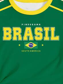 Kaos Lengan Pendek Kasual Dasar Motif Bintang Lima Huruf Lengkung Brasil Minimalis Premium Kreatif Personalisasi untuk Anak Perempuan Musim Semi Musim Panas Musim Gugur, Cocok untuk Gaya Musim Panas dan Gugur. - MultiWarna - View 5