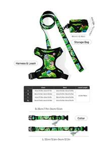 Rick and Morty X SHEIN Cartoon Print Pet Harness And Leash Set, Includes Collar And Portable Storage Bag, Adjustable Harness Length, Multiple Sizes Available, Suitable For Cats And Dogs, Scientist, Portal, - Multicolor - View 10
