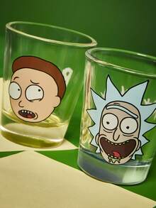 Rick and Morty X SHEIN 1件/套 卡通科幻角色 1.69oz/50ml 烈酒杯，迷你印花玻璃杯，適用於威士忌、龍舌蘭、伏特加、調酒與派對，適合酒吧、居家、送禮與遊戲之夜 - 無色 - 查看 5
