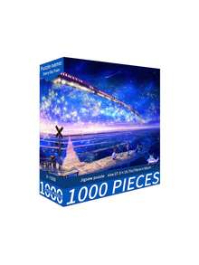 New-1000片裝拼圖玩具，尺寸70cm*50cm，油畫風景與卡通圖案，成人舒壓，裝飾藝術品，適合萬聖節、聖誕節、生日禮物 - 彩色 - 查看 12