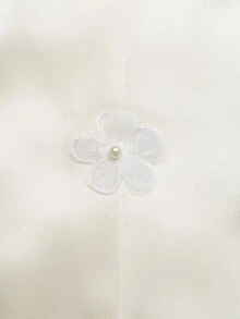 GlowEve 女士时尚优雅3D立体花卉无袖衬衫 - 米色 - 查看 6