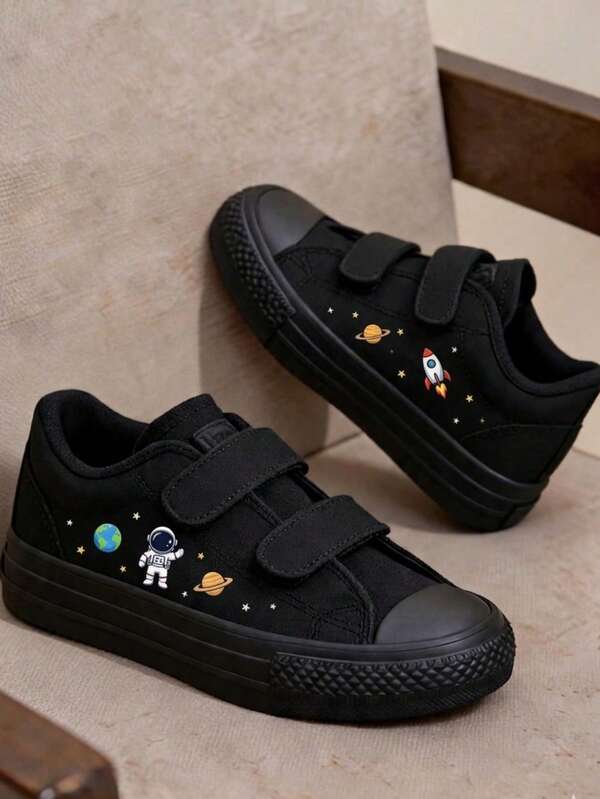 tenis lona niño niña unisex casual urbano moda casual astronauta galaxia confort para caminar 12mx-24mx primeros pasos a 10 años escolar blanco azul y negro