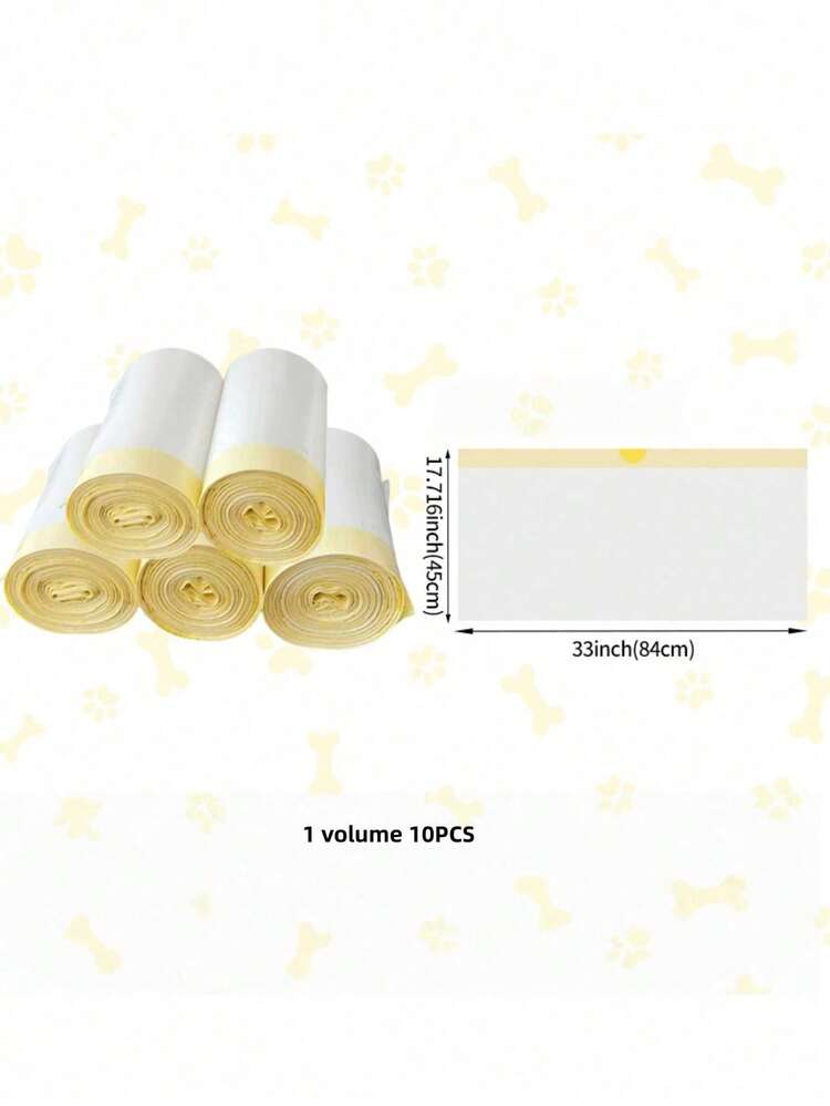 1 Roll 10PCS Large Size Thickened Drawstring Continuous Roll Cat Litter Bags Pet Waste Bags For Cleaning Cat Toilet Poop Scoop Litter Box Trash Bags - Yellow - View 9