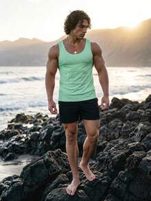 Ironwick 3 piezas Camisetas de tirantes casuales de unicolor de cuello redondo para hombre, tops deportivos, paquete de camisetas básicas, camisetas de baloncesto para hombre, sudaderas para hombre - Multicolor - Ver 5
