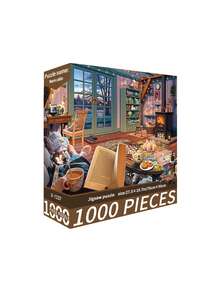 New-1000片裝拼圖玩具，尺寸70cm*50cm，油畫風景與卡通圖案，成人舒壓，裝飾藝術品，適合萬聖節、聖誕節、生日禮物 - 彩色 - 查看 14