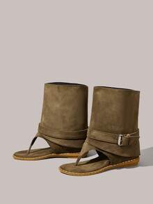 Styleloop Women's Wedge Heel Platform Sandals, Bohemian, Beach Vacation, Western Wind, Summer Wear, Travel Essentials - Khaki - View 4