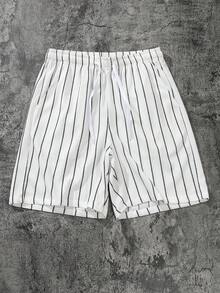 Manfinity Swimmode Men's Casual Sports Striped Shorts - White - View 3