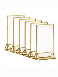 6-Piece Acrylic Display Stand, 5x7 Inches, Double-Sided Gold Frame, Gold Upright Table Number Holder, For Wedding, Office, Restaurant, And Party Table Sign And Menu Display - T-gold - View 7