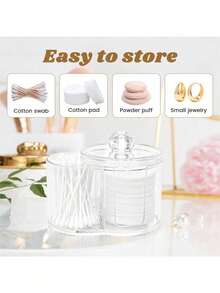 Desktop Acrylic Cotton Swab Box, Transparent Cotton Pad And Dental Floss Plastic Storage Box With Lid And Dustproof Design - Multicolor - View 6