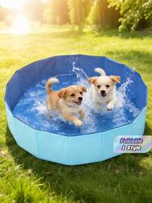 Blue Foldable Pet Bath Pool Portable Outdoor Dog Swimming Cat Wading Pool Drain Plug Design Easy Clean Multipurpose Use - Blue - View 1