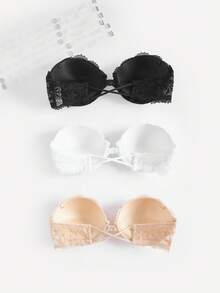 Bralution 3pcs Women Underwire Transparent Strap Bras - Multicolor - View 6