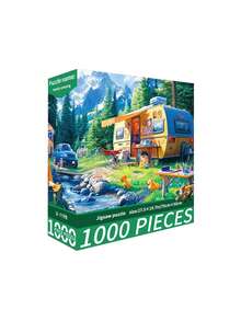 New-1000片裝拼圖玩具，尺寸70cm*50cm，油畫風景與卡通圖案，成人舒壓，裝飾藝術品，適合萬聖節、聖誕節、生日禮物 - 彩色 - 查看 18