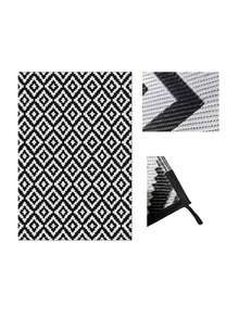1PC, Waterproof Outdoor Carpet, Reversible Plastic Straw Terrace Carpet, Suitable For Camping, Outdoor RV Mats, Indoor And Outdoor Carpets For Porch, Deck, Backyard, Campers, Balconies, Picnics, Black And White - multicolor - View 6