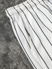 Manfinity Swimmode Men's Casual Sports Striped Shorts - White - View 5