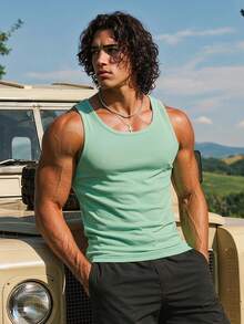 Ironwick 3 piezas Camisetas de tirantes casuales de unicolor de cuello redondo para hombre, tops deportivos, paquete de camisetas básicas, camisetas de baloncesto para hombre, sudaderas para hombre - Multicolor - Ver 1