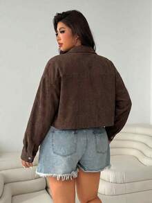 SHEIN EZwear 女款大尺碼巧克力棕色夾克 - 巧克力棕 - 查看 2
