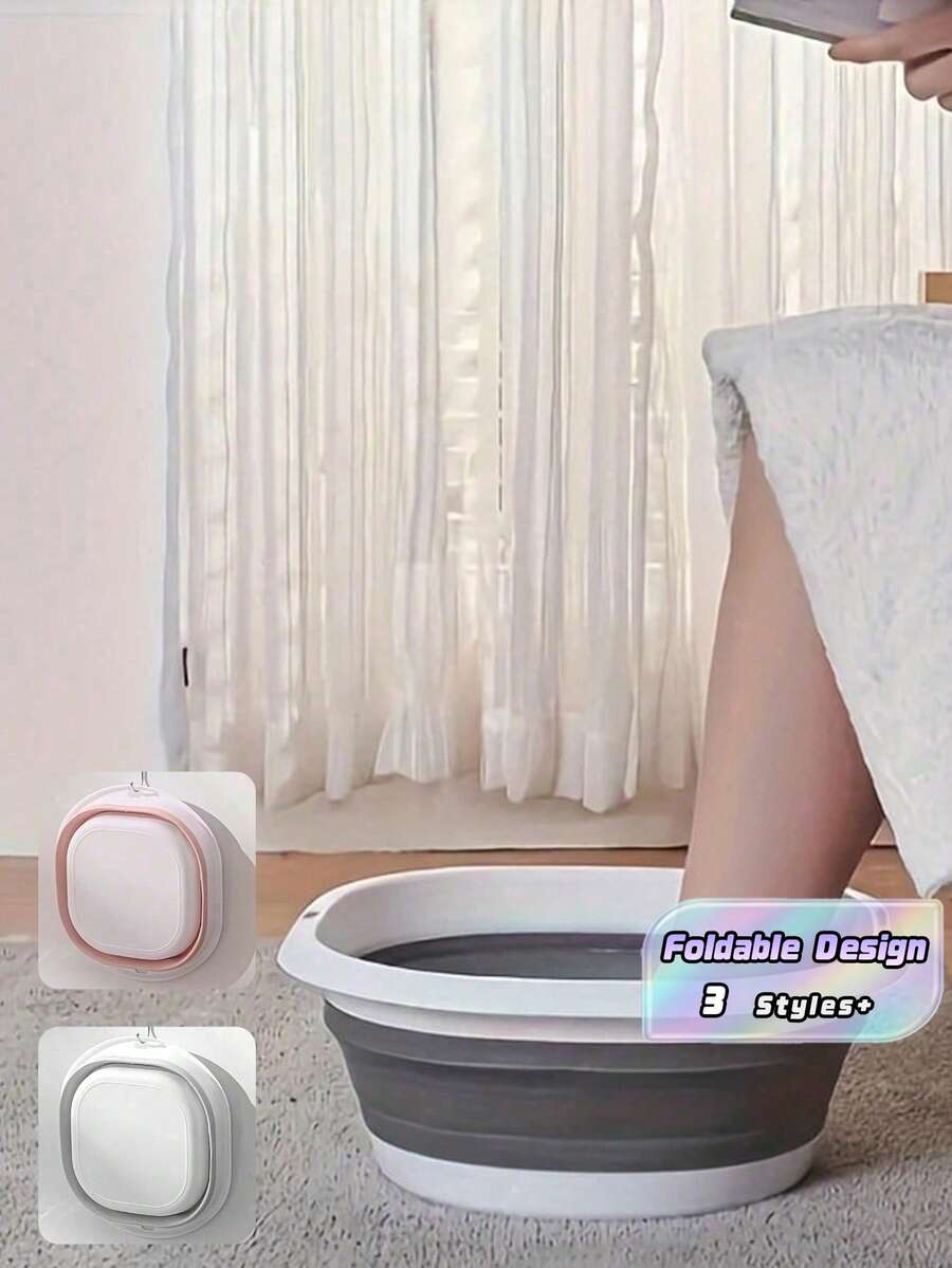 1pc Foldable Washbasin Pedicure Spa Basin Collapsible Silicone Bucket Deep Calf High Design Space Saving Foot Care Tool For Home Travel Dormitory Back To School Supplies Accessory For Relaxation Massage Washing Basket Storage Container - Multicolor - View 1