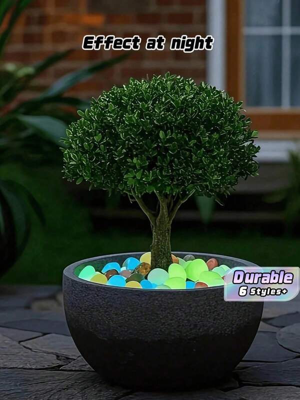 Glow In The Dark Pebbles 4.5cm – Luminous Stones For Garden Landscape, Truck Decoration, Fish Tank Starry Sky Decor, Absorb Sunlight/Lamp Light, DIY Romantic Scenes, No Electricity Needed (Random Color, Available In 50/40/30/20/12/6/1 Pc)