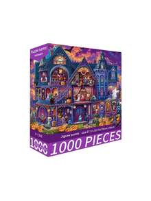 New-1000片裝拼圖玩具，尺寸70cm*50cm，油畫風景與卡通圖案，成人舒壓，裝飾藝術品，適合萬聖節、聖誕節、生日禮物 - 彩色 - 查看 16