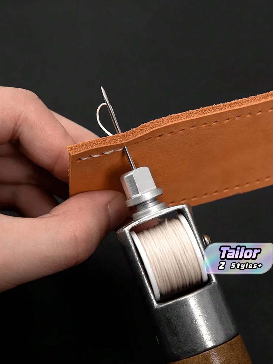 Professional Leather Sewing Awl Set, Fast SewingMachine Tool, Suitable For DIY Handmade Repair, 1 SetWith Needle - This Item Has AB 2 Set Options - A: 1 SetOf Hand Sewing Tool, B: Separate Flat Waxed Thread25m/1 Roll - multicolor - View 1