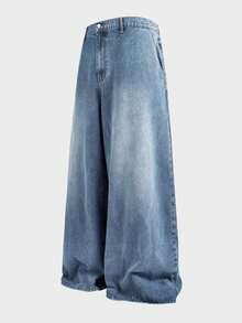 Athstrex Plus Size Men's Loose Fit Wide Leg Casual Versatile Jeans - Blue - View 2