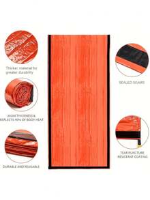 3Pcs Emergency Sleeping Bag Set With Whistle & Storage Bag. Polyester Thermal Blanket, Lightweight & Portable. Ideal For Camping, Hiking, Backpacking And Disaster Situations Like Earthquakes, Hurricanes To Keep Warm. - Orange Emergency Sleeping Bag - View 4