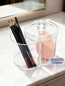 Desktop Acrylic Cotton Swab Box, Transparent Cotton Pad And Dental Floss Plastic Storage Box With Lid And Dustproof Design - Multicolor - View 1